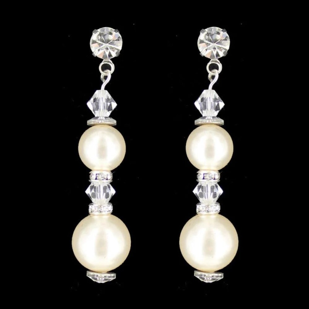 Bridal Crystal and Pearl Earrings